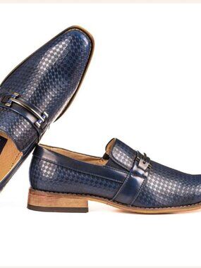Gino Vitale Men's Diamond Cut Loafers Navy Size 9 Pre-loved